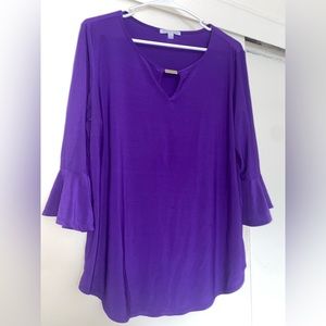 Purple Notations Blouse with Cutout